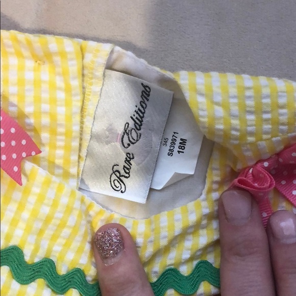 Rare editions  yellow seersucker dress - Picture 3 of 6